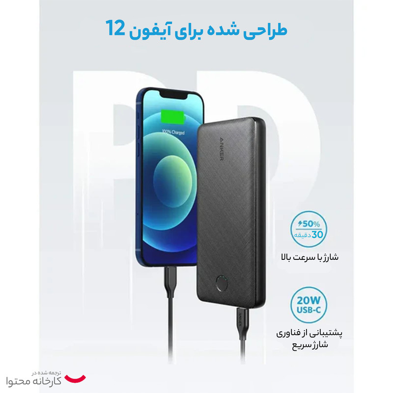 پاوربانک 20 وات انکر مدل A1287 ظرفیت 20000 میلی آمپر ساعت
