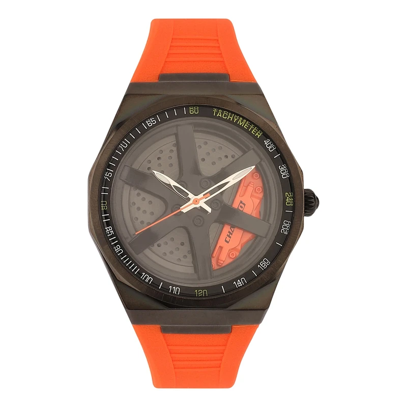 ساعت مچی عقربه‌ای کوارتز مردانه مدل اسپرت صفحه رینگ چرخان بند رابر کد ۱.۱ 