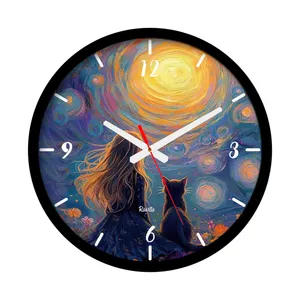 ساعت دیواری کوارتز راویتا مدل دختر و گربه کد 3709