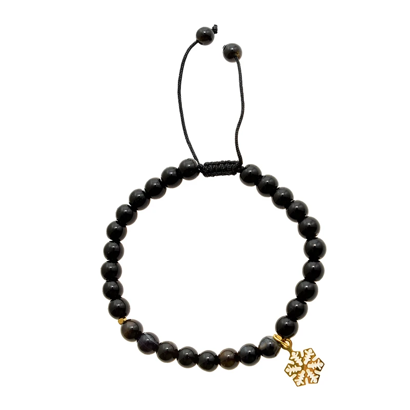 دستبند زنانه دلنار گالری مدل سنگ عقیق و دانه برف