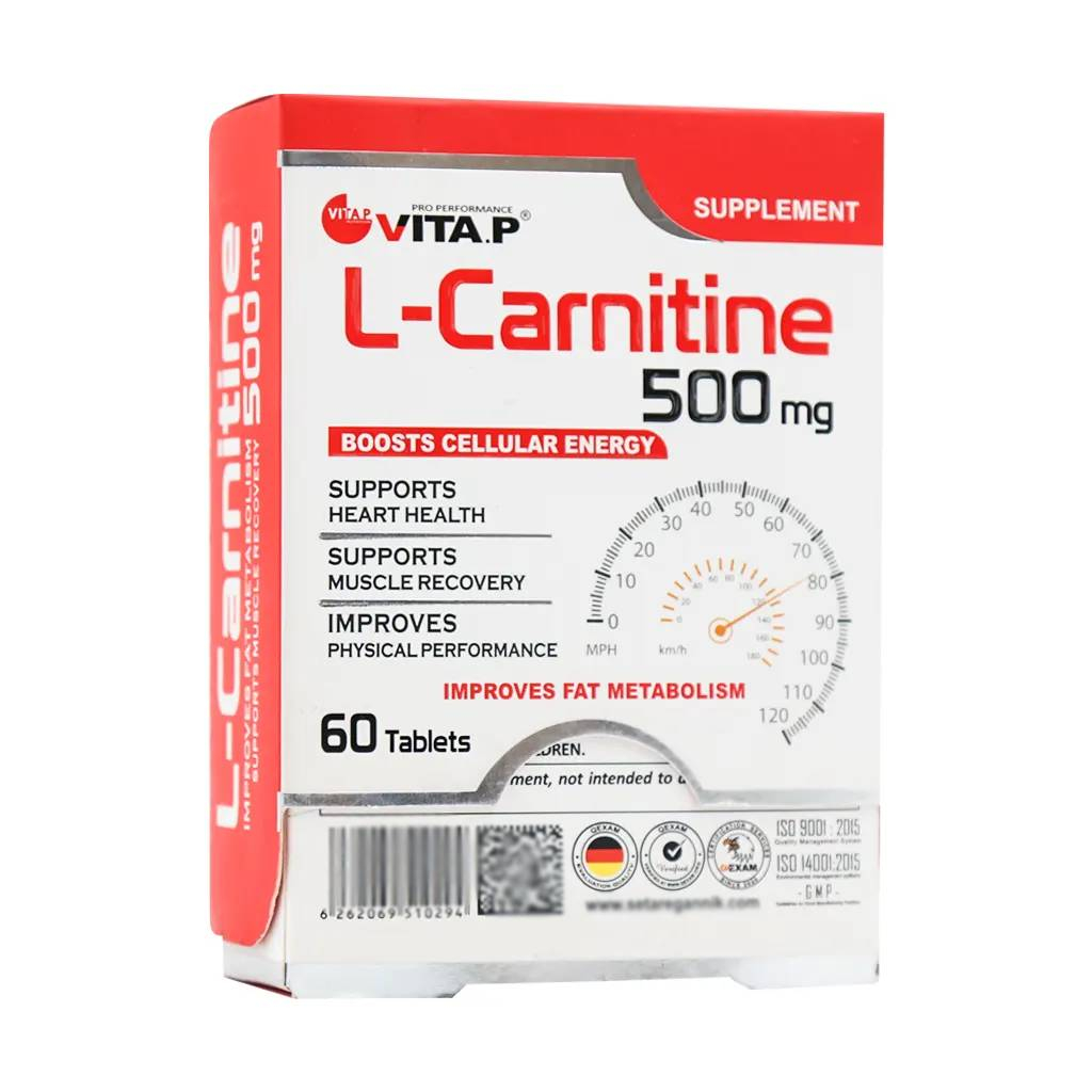 قرص ال کارنیتین 500 میلی گرم ویتاپی بسته 60 عددی