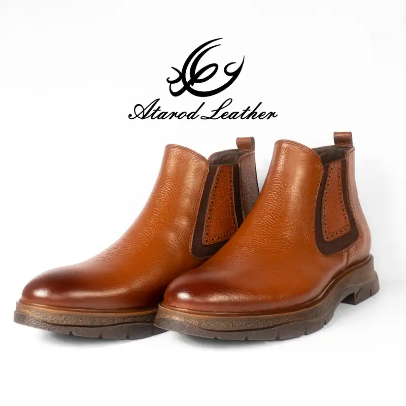 نیم بوت مردانه چرم عطارد مدل چرم طبیعی کد SH105