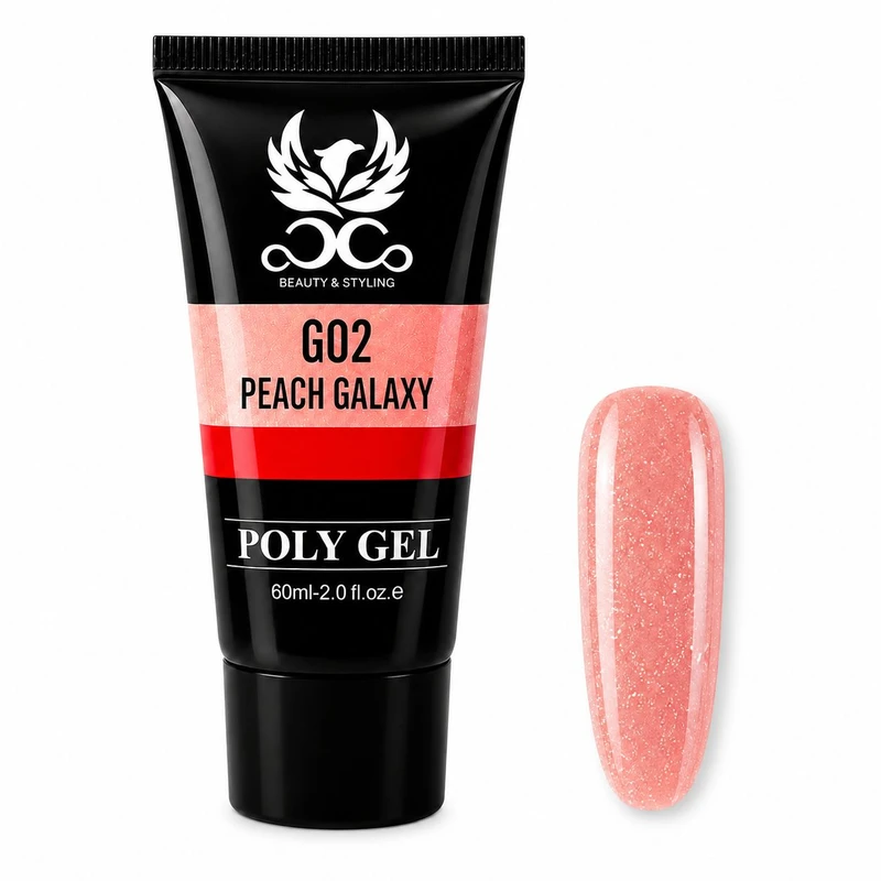 پلی ژل کاشت ناخن کوکو مدل G02 حجم ۶۰ میلی‌لیتر رنگ هلویی شاین دار