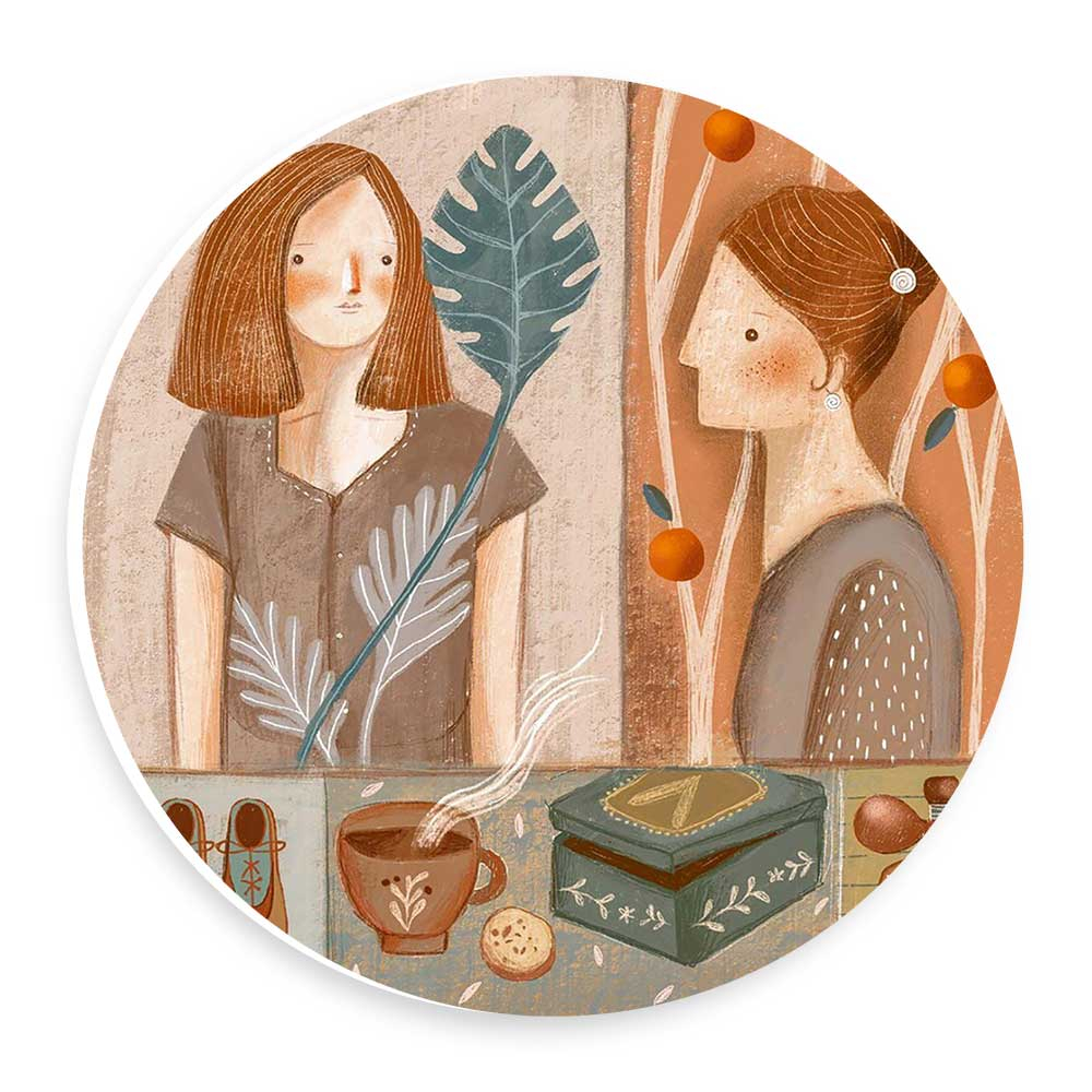  دیوارکوب طرح نقاشی دو بانو مدل wtb605