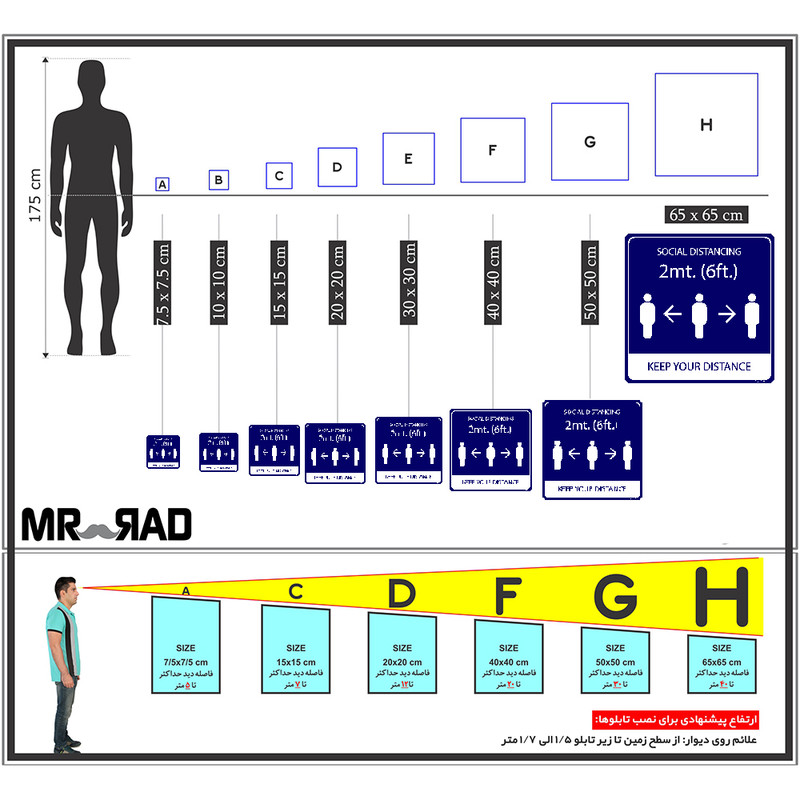برچسب ایمنی مستر راد طرح لطفا فاصله اجتماعی را رعایت فرمایید کد HSE1317