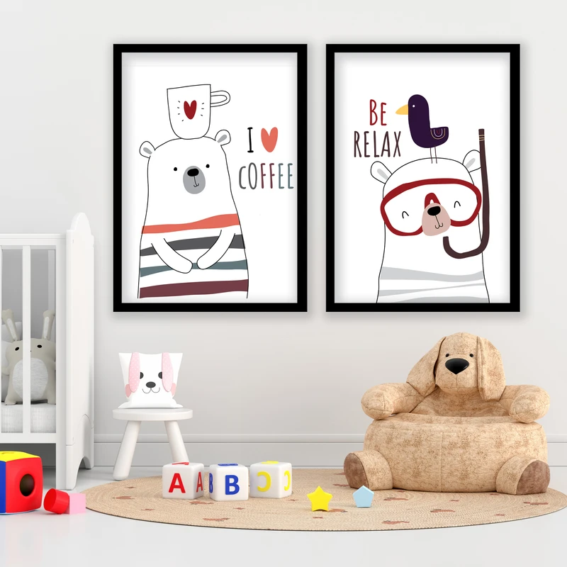 تابلو لیلیان طرح کودک مدل خرس کد LA-G20008-2 مجموعه 2 عددی