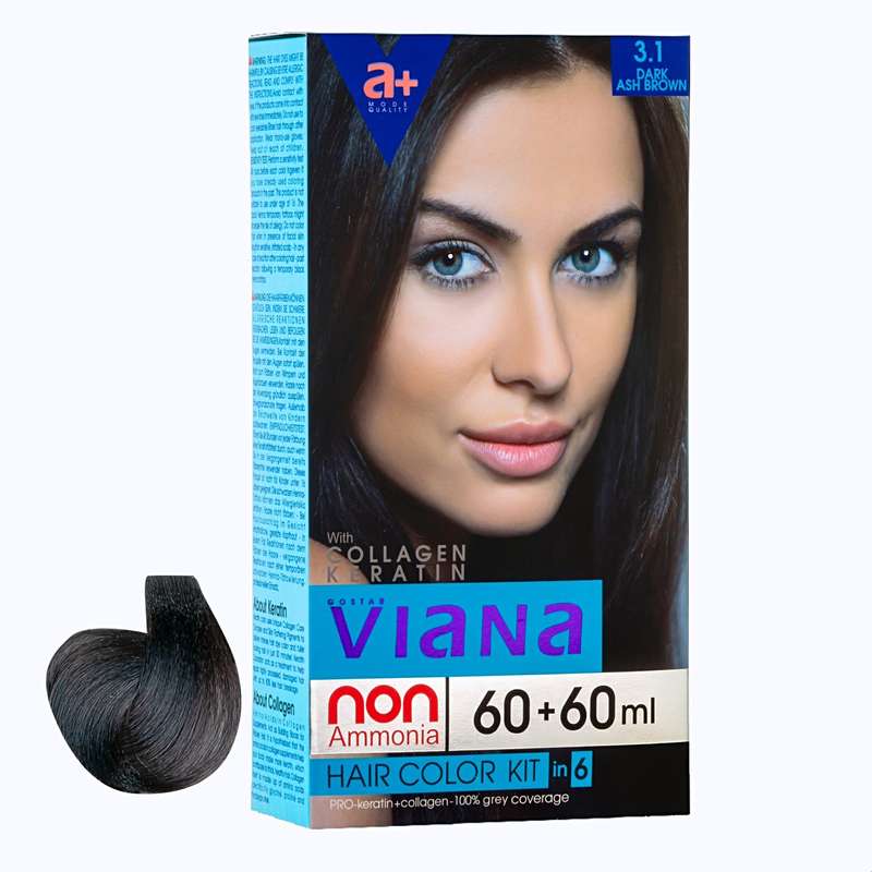کیت رنگ مو ویانا شماره 3.1 حجم 120 میلی لیتر رنگ قهوه‌ای خاکستری تیره