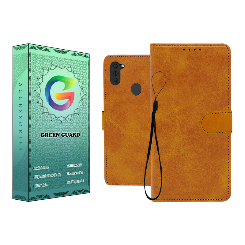 کیف کلاسوری گرین گارد طرح چرمی مدل Landing مناسب برای گوشی موبایل سامسونگ Galaxy A11 به همراه بند آویز