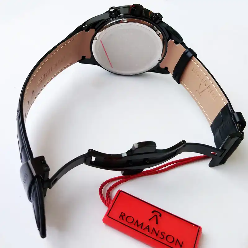 ساعت مچی عقربهای مردانه رومانسون مدل بندچرمی کرنوگراف سه موتور فعال کد BLC 123