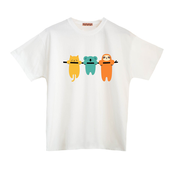 تی شرت آستین کوتاه  بچگانه مدل سه دوست کوچک رنگ سفید