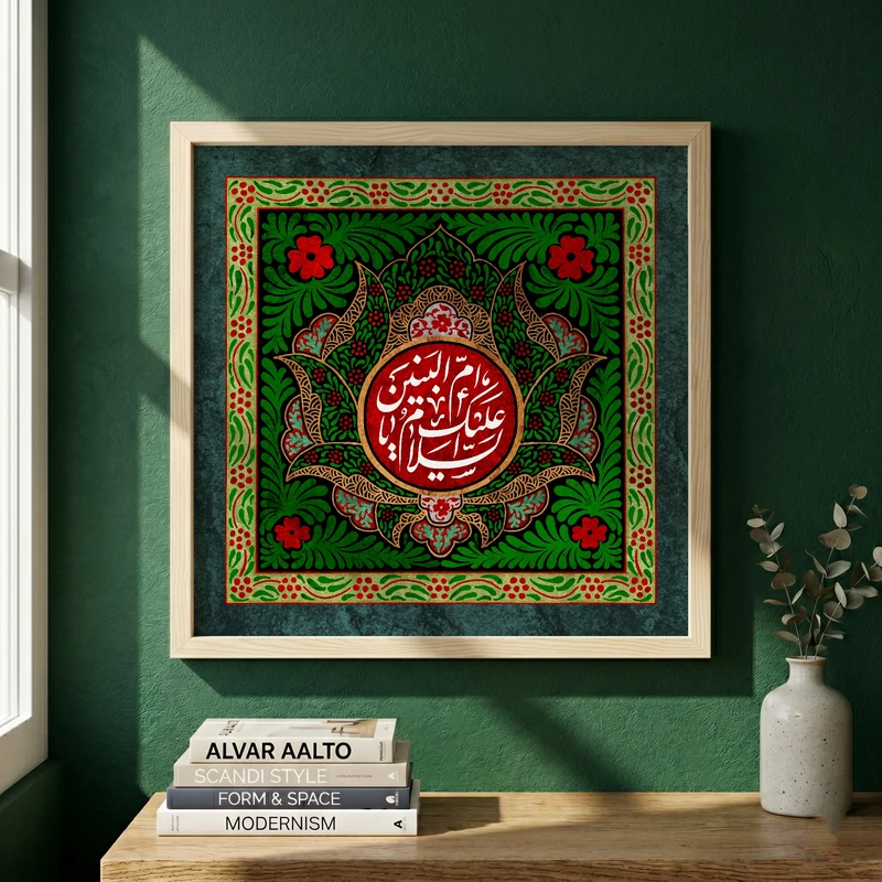 تابلو طرح السلام علیک یا ام البنین مدل G13929 فریم کرم روشن