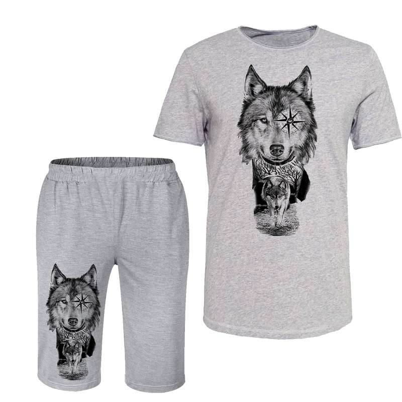 ست تی شرت آستین کوتاه  و شلوارک مردانه مدل WOLF کد F194