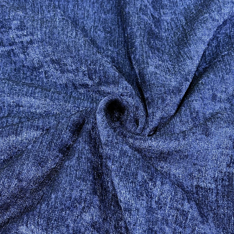 پارچه پرده عرض 2.85 متر مدل والا طرح مخمل شانل رنگ آبی تیره