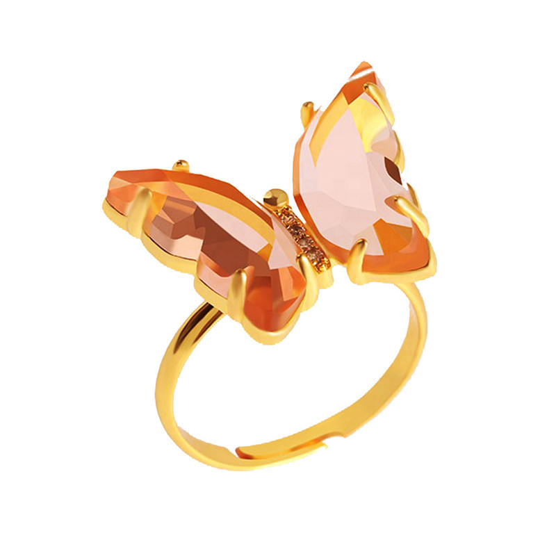 انگشتر زنانه مدل پروانه کریستالی کد 05