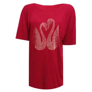 تی شرت آستین کوتاه زنانه مدل فانریپ نگینی دوقو DKCOP 264