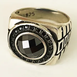 انگشتر نقره مردانه مدل اونیکس تراش جواهری ترک