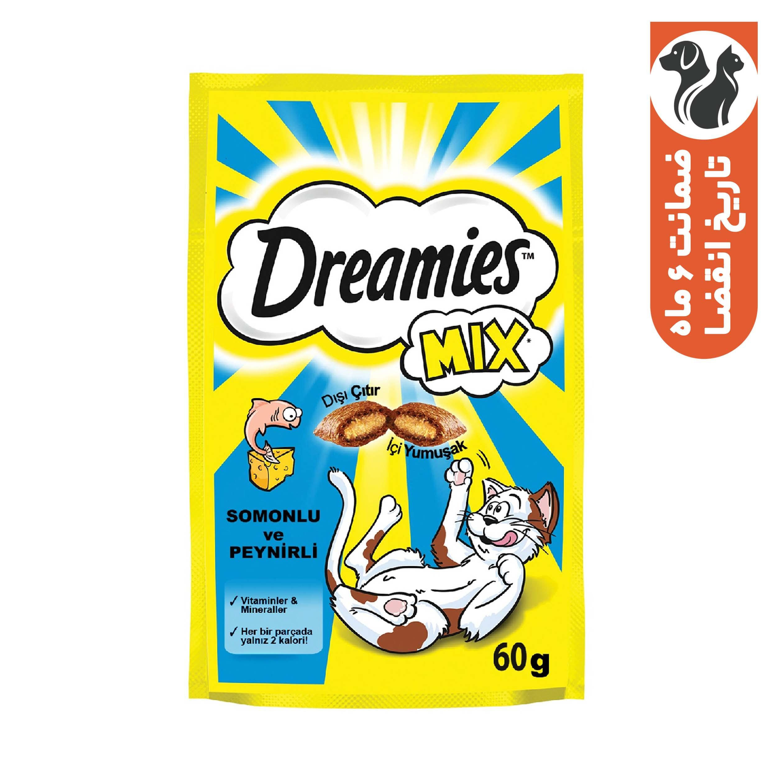 غذای تشویقی گربه دریمز مدل Snack With Salmon and Chese وزن 60 گرم