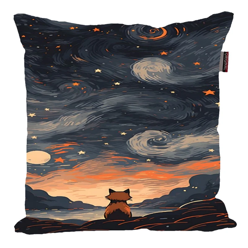 کوسن پاد آفرین مدل فانتزی طرح روباه و آسمان کد p1037