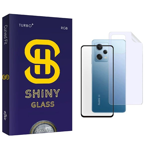 محافظ صفحه نمایش شیشه ای آتوچبو مدل Shiny مناسب برای گوشی موبایل شیائومی Redmi Note 12 Pro Plus  به همراه محافظ پشت گوشی