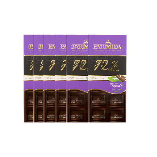 شکلات تلخ 72 درصد پارمیدا 6 عددی - 80 گرم