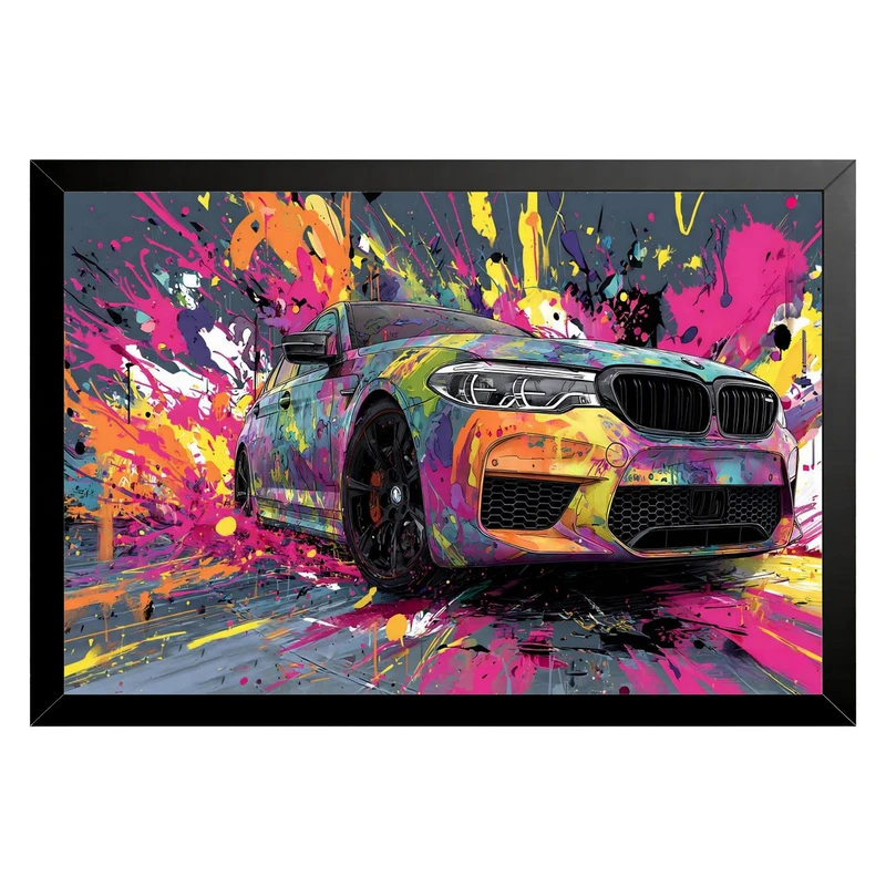 تابلو بکلیت طرح ماشین و خودرو بی ام و BMW M5 مدل B-pe130251 فریم مشکی