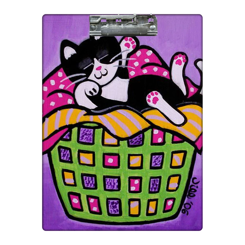 تخته شاسی طرح گربه در سبد لباس چرکها کد  6637144 سایز A4