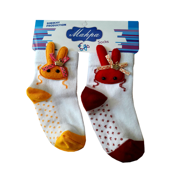 جوراب دخترانه مهپا مدل عروسکی مجموعه 2 عددی