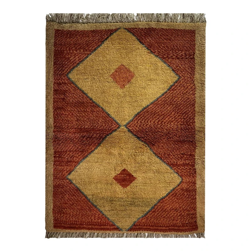 گبه دستبافت قشقایی یک متری مدل فارس زمینه شتری NKP.RJ6