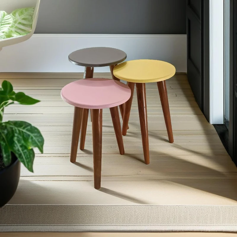 میز عسلی مدل لیون 323 کد 100 مجموعه 3 عددی