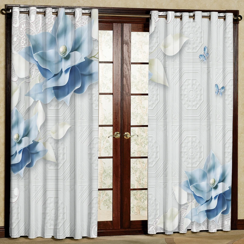 پرده مدل گل دار مخمل پانچی کد 1226 سایز 140x280 سانتی متر