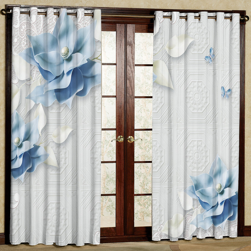 پرده مدل گل دار مخمل پانچی کد 1226 سایز 140x280 سانتی متر