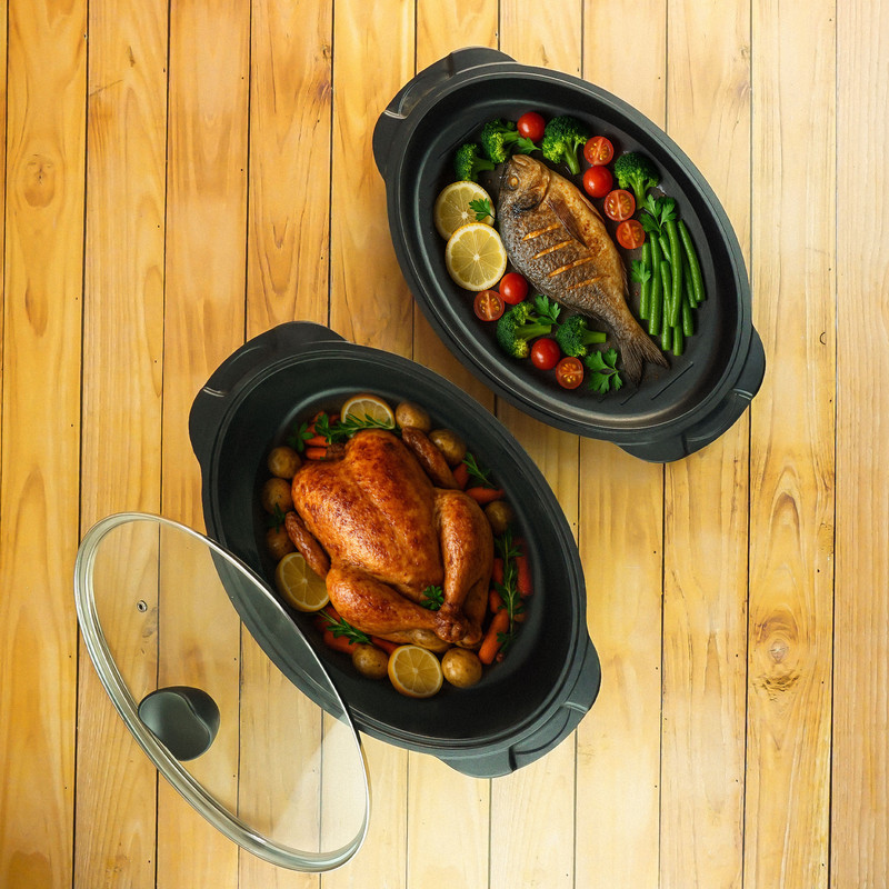 سرویس تابه تفلون 3 پارچه سام ست مدل مرغ و ماهی