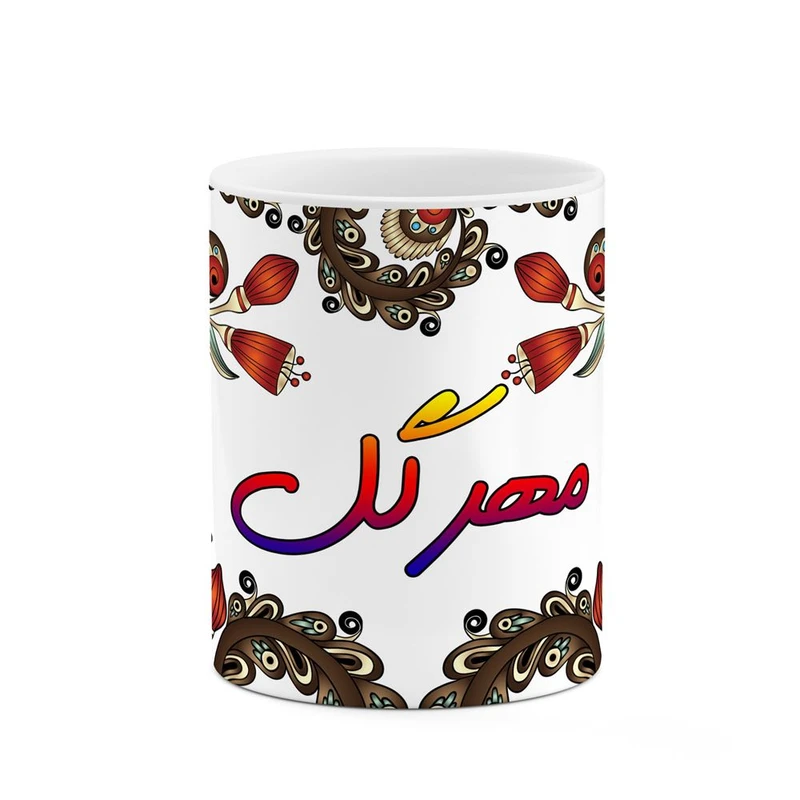 ماگ کاکتی مدل اسم مهرگل طرح سنتی گل و بته کد mgh47765