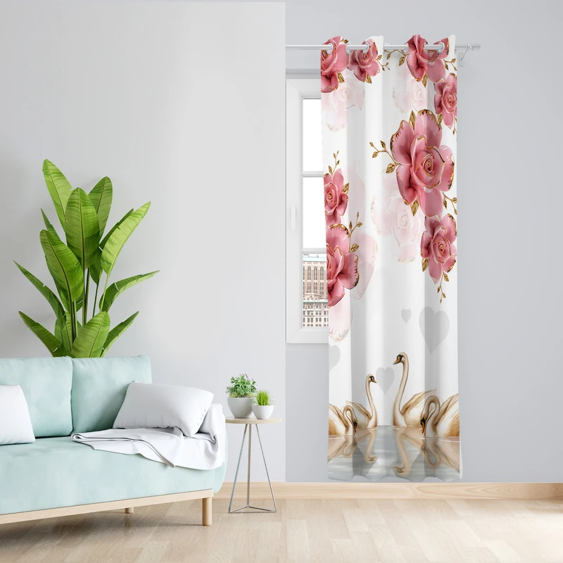 پرده طرح قو مدل مخمل پانچی کد 4146 z سایز 140x200 سانتی متر