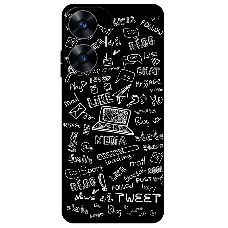 کاور مگافون طرح رسانه های اجتماعی مدل 1898 مناسب برای گوشی موبایل ریلمی C55    