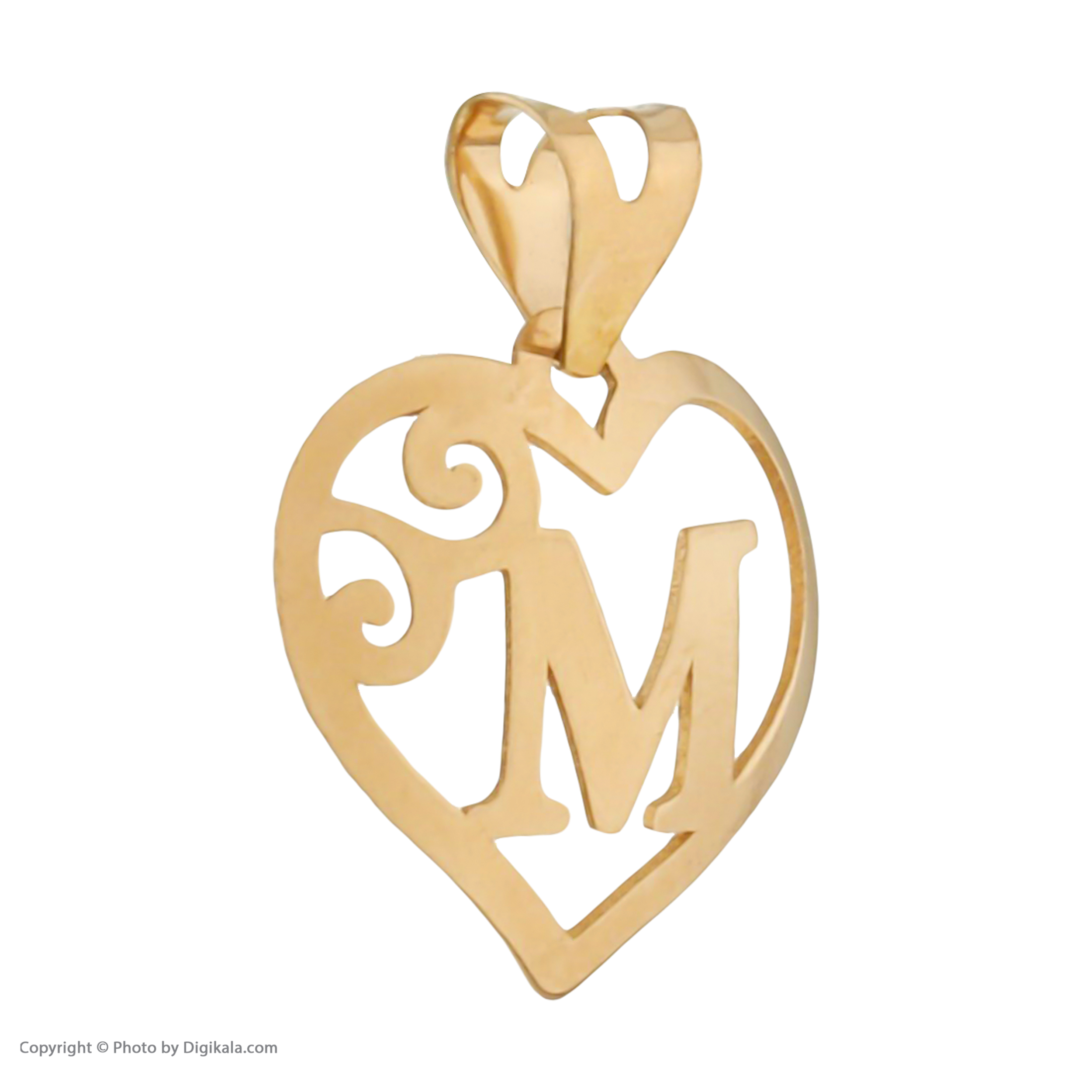آویز گردنبند طلا 18 عیار زنانه مایا ماهک مدل MM1474 حرف لاتین M و قلب -  - 3