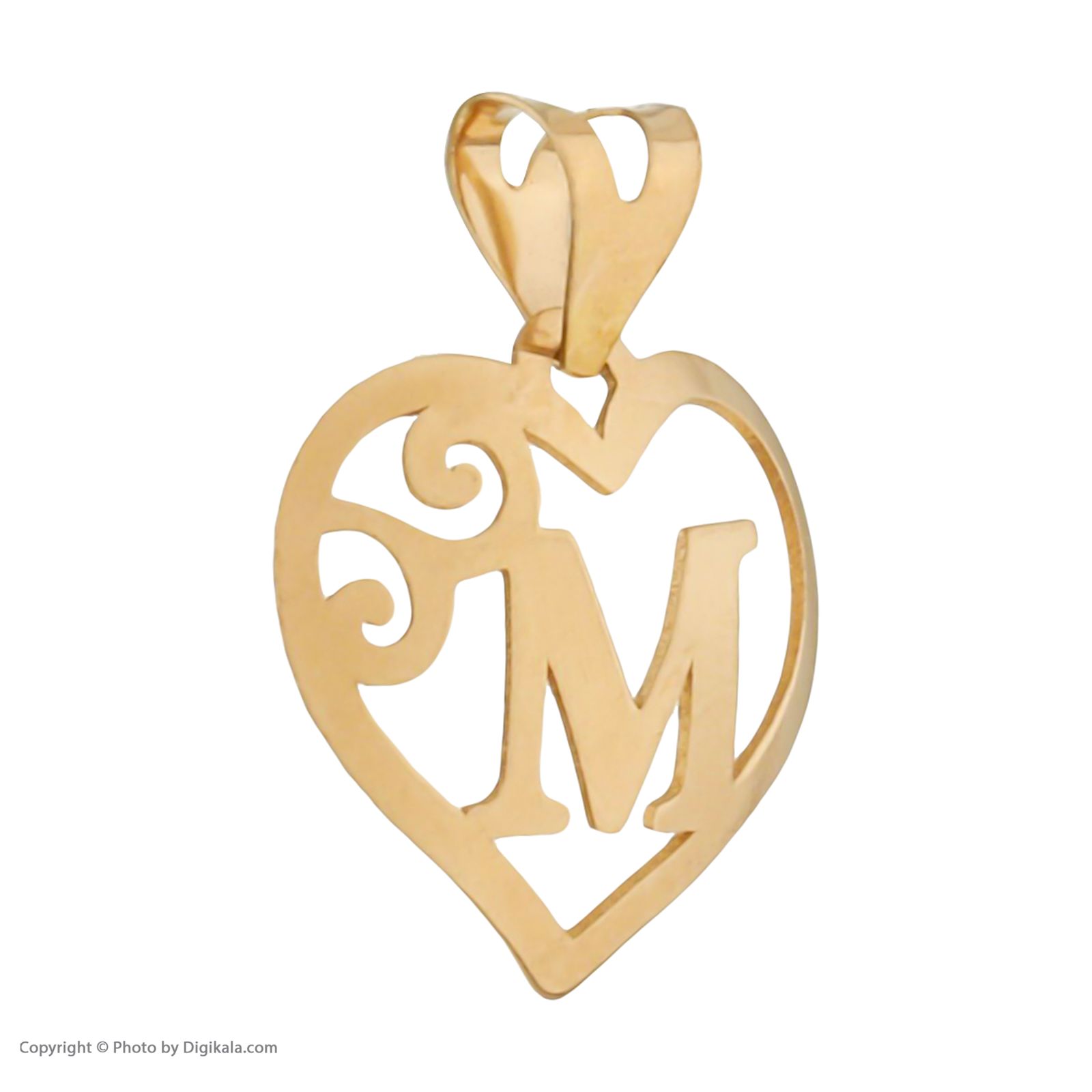 آویز گردنبند طلا 18 عیار زنانه مایا ماهک مدل MM1474 حرف لاتین M و قلب -  - 3