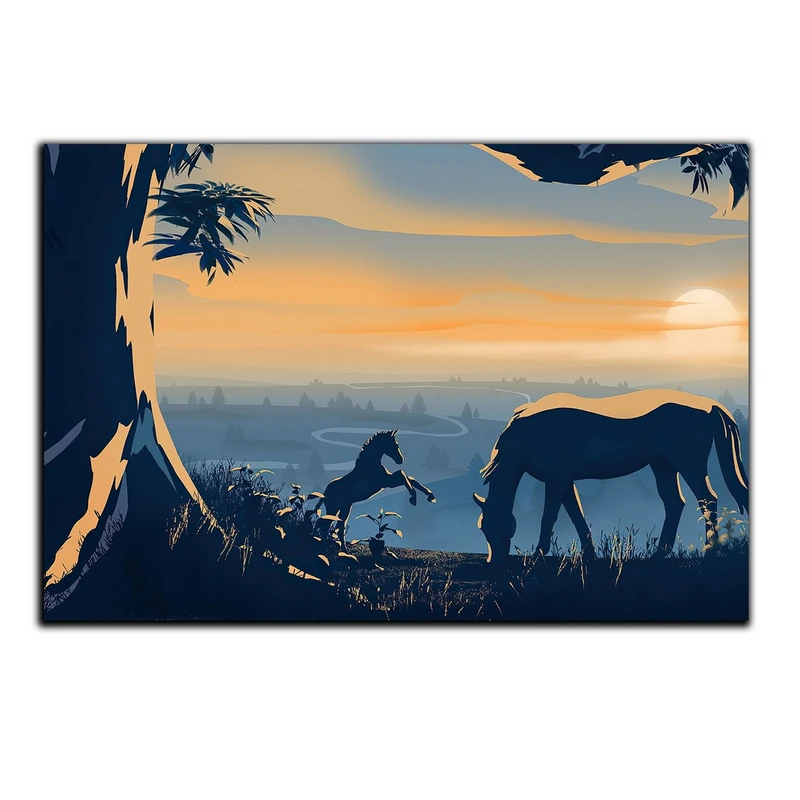 تابلو شاسی بکلیت طرح تک درخت و اسب مدل SH-S5648