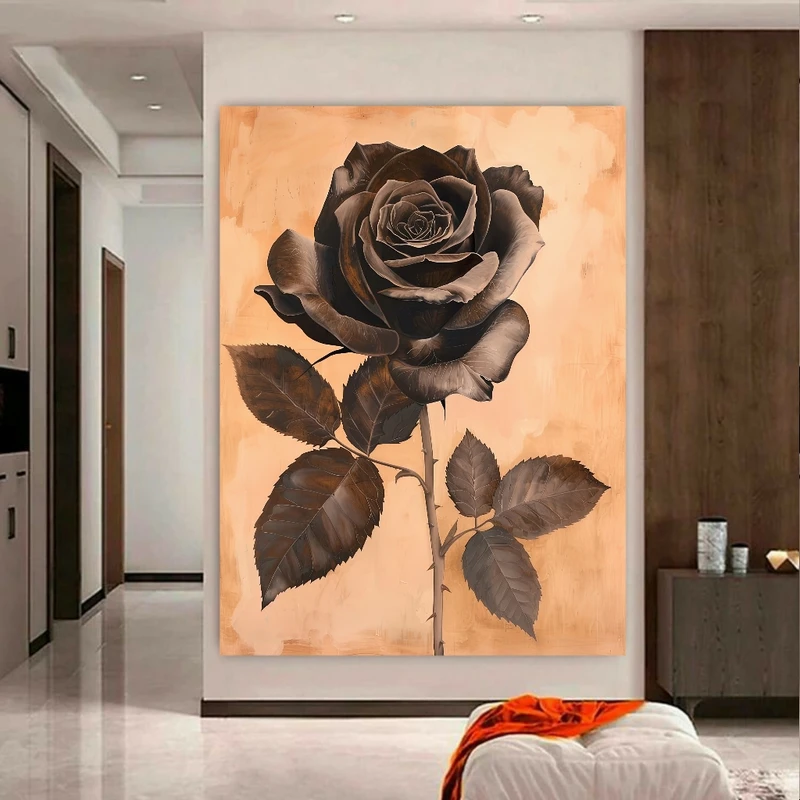 تابلو شاسی طرح گل رز مدل مشکی کد BK2030