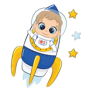 استیکر دیواری کودک جیک جیک مدل فضانورد و شاتل کد T55