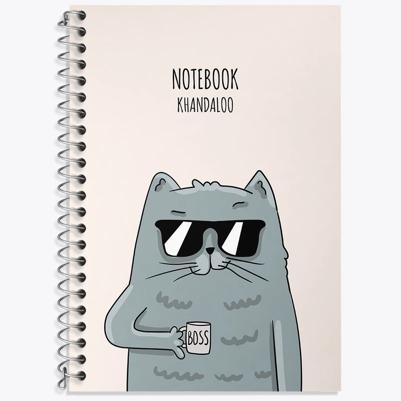 دفتر زبان 50 برگ خندالو مدل دو خط طرح گربه بامزه کد N1022