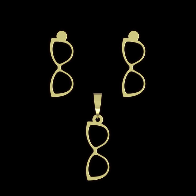 نیم ست طلا 18 عیار زنانه مدوپد مدل عینک کد NA17392