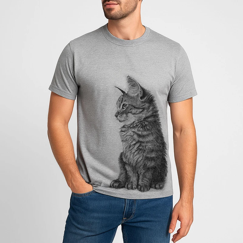 تیشرت آستین کوتاه مردانه مدل گربه A45