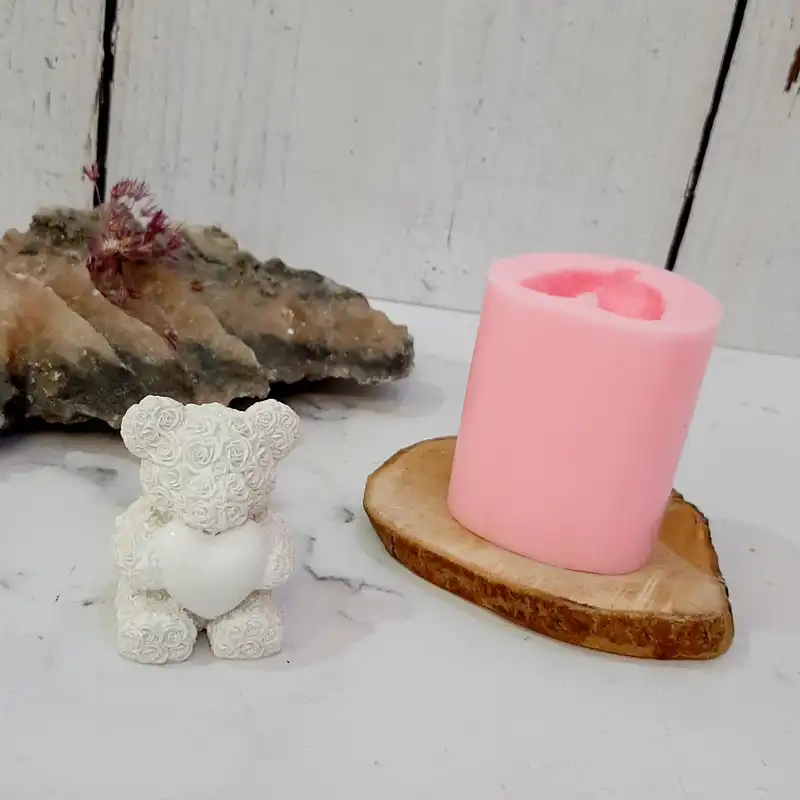 قالب شمع مدل خرس قلب دار