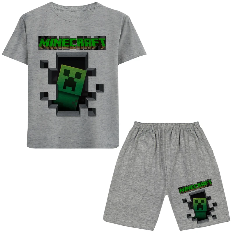 ست تی شرت و شلوارک پسرانه مدل ماینکرفت W67