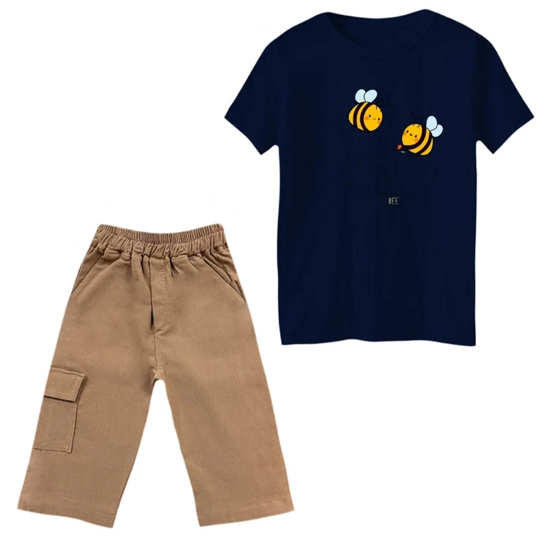 ست تی‌شرت و شلوارک پسرانه مدل زنبور کد 4