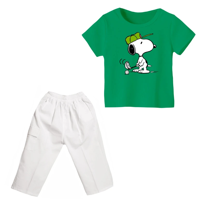 ست تی شرت و شلوارک پسرانه مدل اسنوپی کد ۷۳