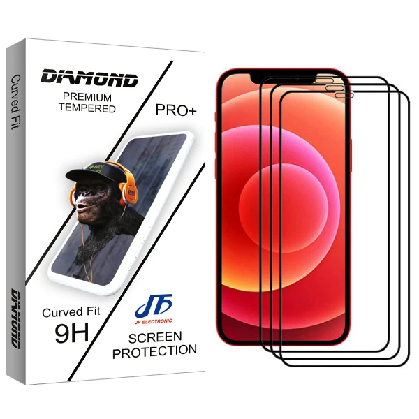محافظ صفحه نمایش جی اف مدل Diamond glass مناسب برای گوشی موبایل اپل Iphone 12/12Pro بسته سه عددی