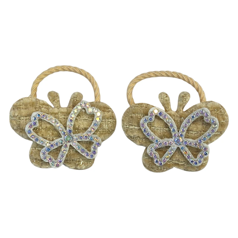 کش مو دخترانه مدل پروانه پولیشی نگین دار بسته 2 عددی