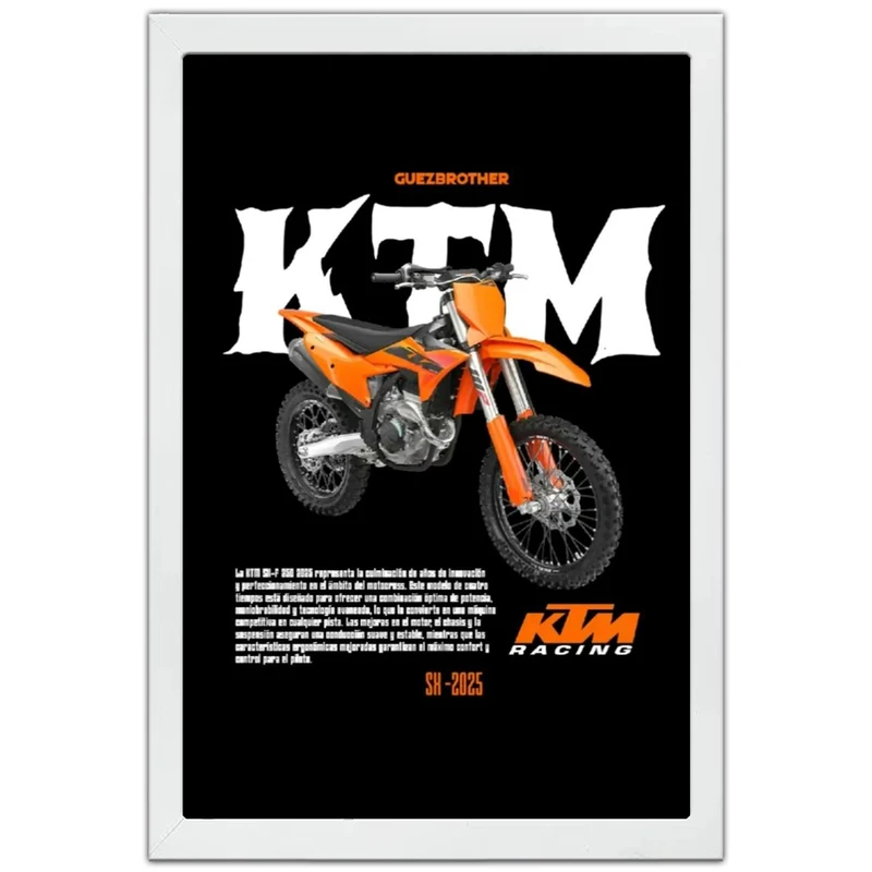 تابلو بکلیت طرح موتور کی تی ام KTM 250 SX-F مدل W-po1897 فریم سفید